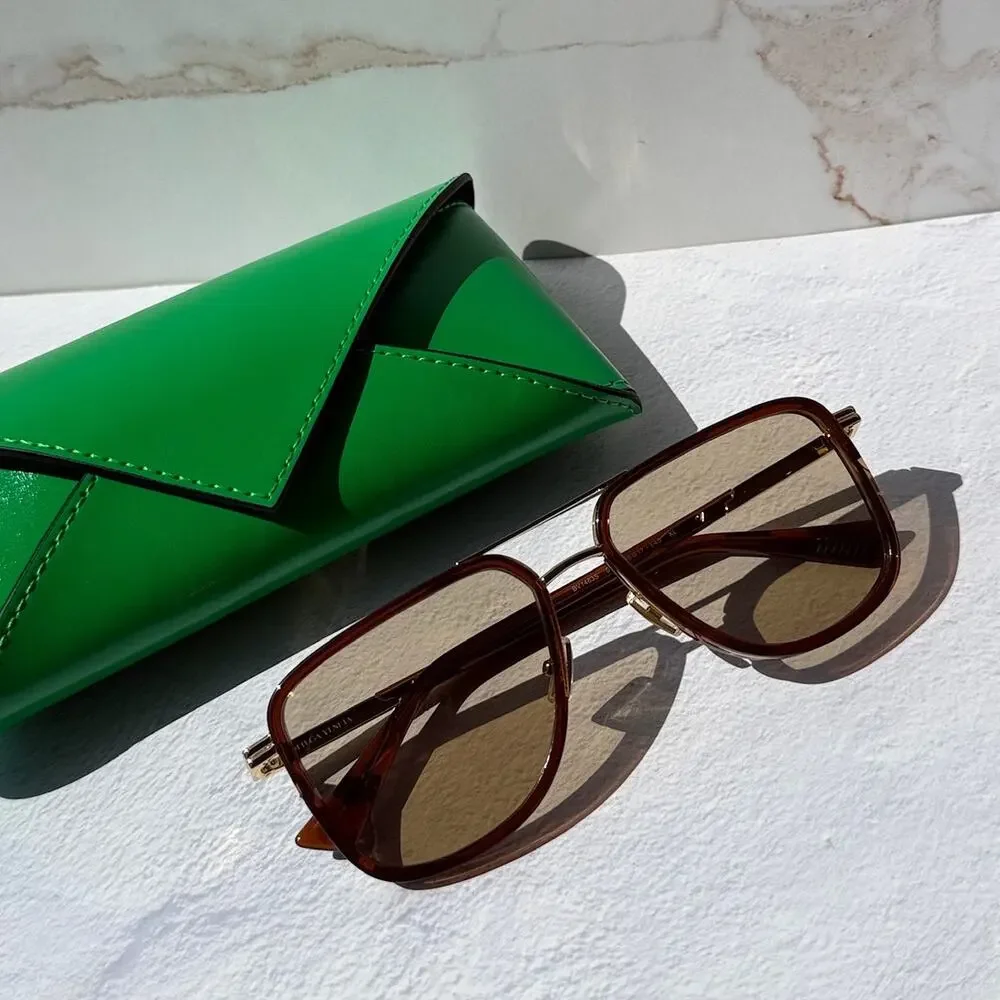 NEW Bottega Veneta BV1463S Brown Aviator Sunglasses $560